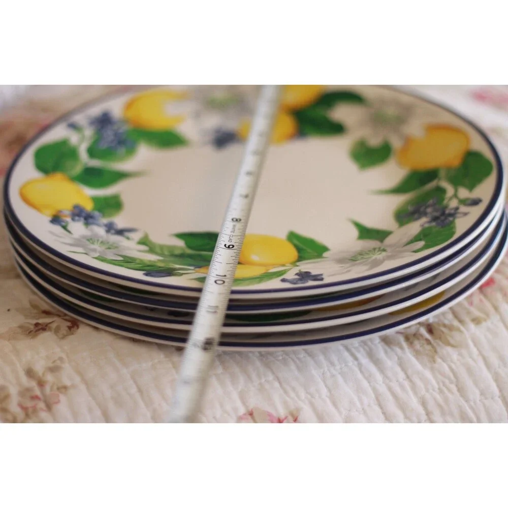 Royal Norfolk Lemon Dinner Plate Yellow Fruit Ceramic 10.5- Set of 4